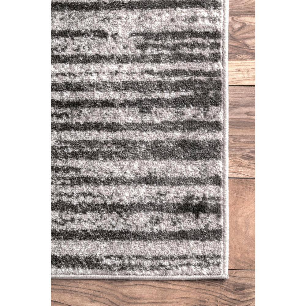 Gray 10' x 14' Synthetic Striped Area Rug