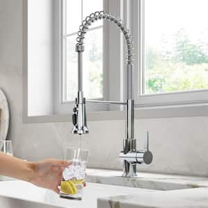 Britt 2-in-1 Commercial Style Pull-Down Single Handle Water Filter Kitchen Faucet in Chrome