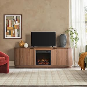 70 in. Mocha Modern TV Stand with Storage and Electric Fireplace