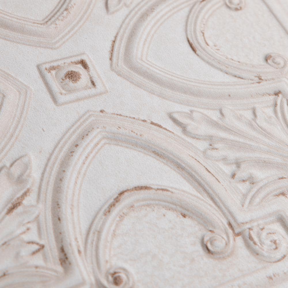Fitz 8" x 8" White and Brown Ceramic Wall Tile