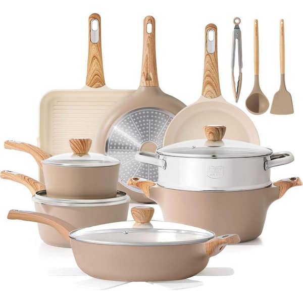 20-Piece Ceramic Cookware Set Induction Compatible Nonstick Pots and Pans Healthy Non-Toxic Kitchen Cooking