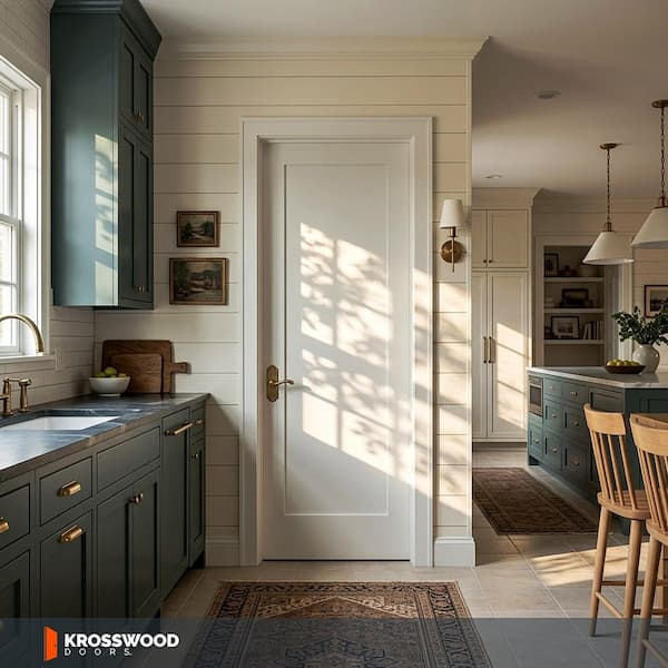 24 in. x 80 in. Shaker 1-Panel Primed Solid Hybrid Core MDF Right-Hand Single Prehung Interior Door