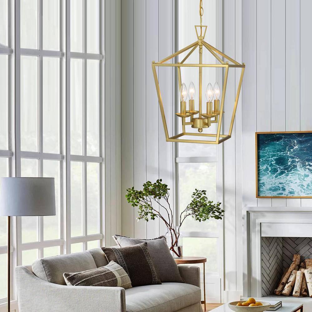 Alfa 12 in. 4-Light Caged Pendant Light with Soft Gold Finish price history on PriceWatchPro
