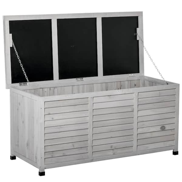 Unbranded 75 Gal. Wooden Deck Box, Outdoor Storage Container with Aerating Gap, Weight Bearing 220 lbs. & Weather-Fighting Finish