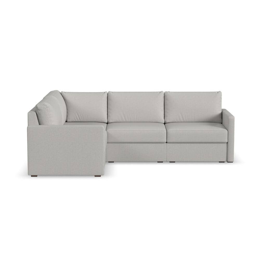FLEXSTEEL Flex 102 in. W Straight Arm 4 PC Polyester Performance Fabric Modular Sectional Sofa in Frost Light Gray -  90224NSEC31301