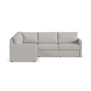 Flex 102 in. W Straight Arm 4 PC Polyester Performance Fabric Modular Sectional Sofa in Frost Light Gray