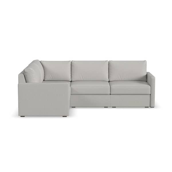 FLEXSTEEL Flex 102 in. W Straight Arm 4 PC Polyester Performance Fabric Modular Sectional Sofa in Frost Light Gray