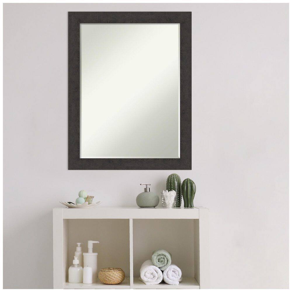 Espresso Woodgrain Rectangular Bathroom Vanity Mirror