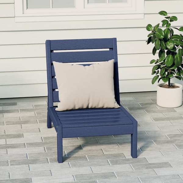 Birchwood Outdoor Patio Deep Seating HDPE Armless Lounge Chair in Navy Blue