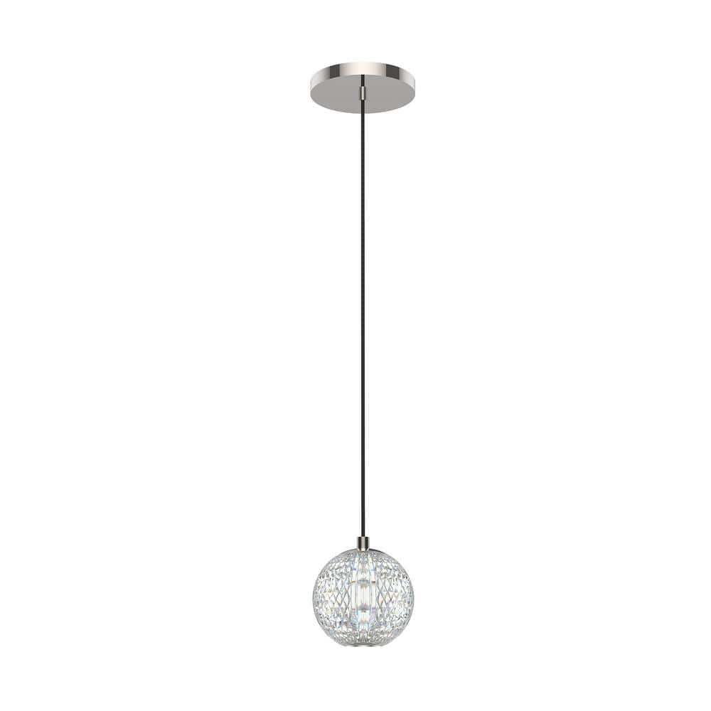 Marni Polished Nickel Glass Globe LED Pendant Light