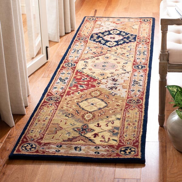 Heritage Multi/Red 2 ft. x 12 ft. Floral Border Runner Rug