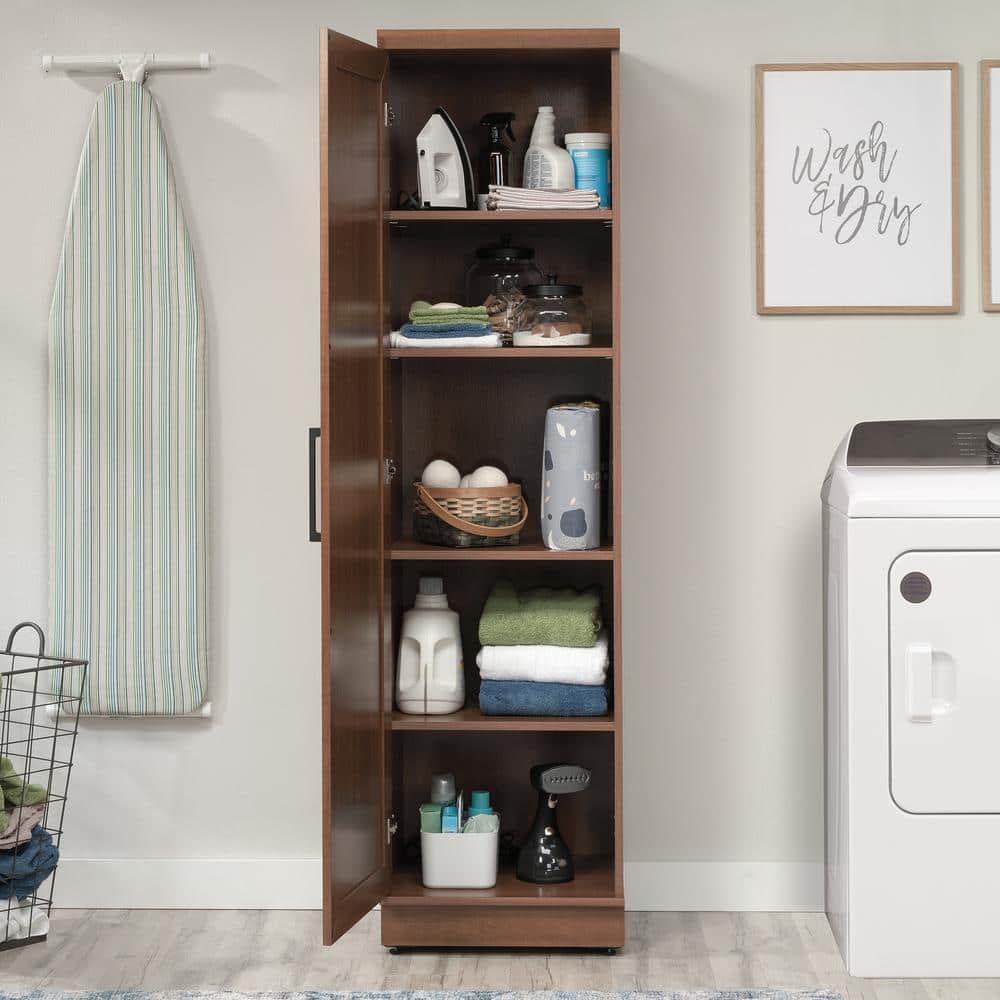 Sienna Oak Tall Single Door Pantry Cabinet with Adjustable Shelves