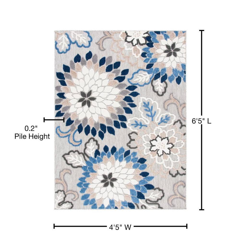 Ivory and Orange Floral Synthetic Rectangular Area Rug