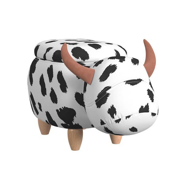 Buttercup White and Black Polyester Storage Stool