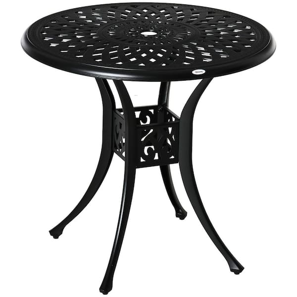 Black Antique Cast Aluminum Outdoor 30 in. Round Dining Table