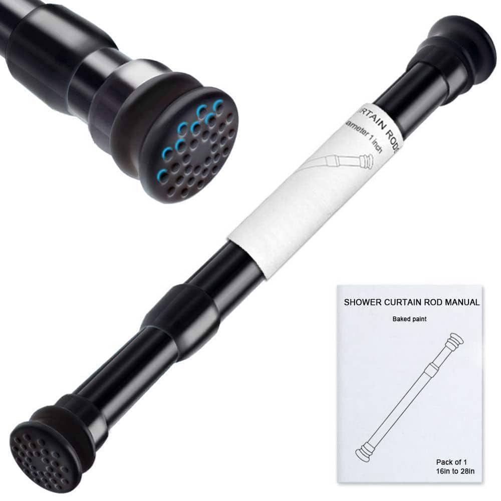 16 to 28 in. Adjustable Carbon Steel Tension Shower Curtain Rod Black, No Drill, Anti-Slip price history on PriceWatchPro