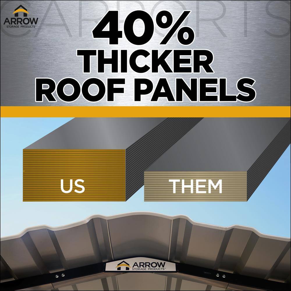 Charcoal Galvanized Steel Peak Roof Carport Kit, 14' x 24'