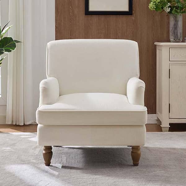 Wood Outdoor Lounge Chair with Cream ...