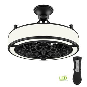 Windara 22 in. LED Indoor/Covered Outdoor Black Ceiling Fan with Light Kit and Remote Control