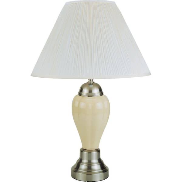 ORE International 27 in. Silver/Ivory Ceramic Table Lamp