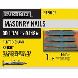 3D 1-1/4 in. Fluted Masonry Nails Bright 1 lb (Approximately 144 Pieces)
