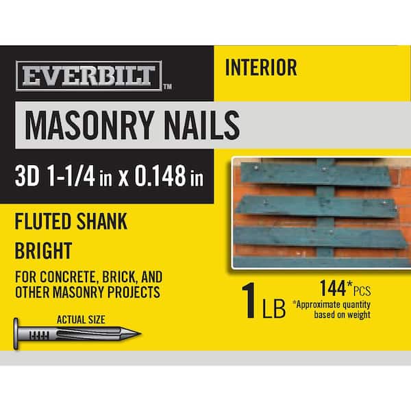 Everbilt 3D 1-1/4 in. Fluted Masonry Nails Bright 1 lb (Approximately 144 Pieces)