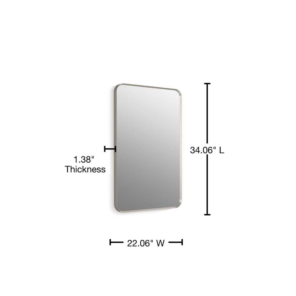 Essential Brushed Nickel 34" x 22" Rectangular Bathroom Vanity Mirror