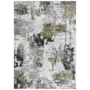 Craft Gray/Green Doormat 2 ft. x 4 ft. Gradient Abstract Area Rug