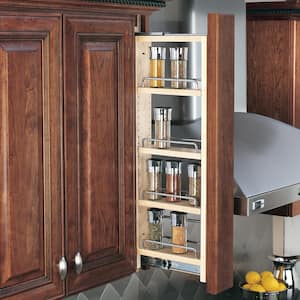 Brown 36 in. D x 11.13 in. L Pull Out Wall Filler Cabinet Wooden Organizer