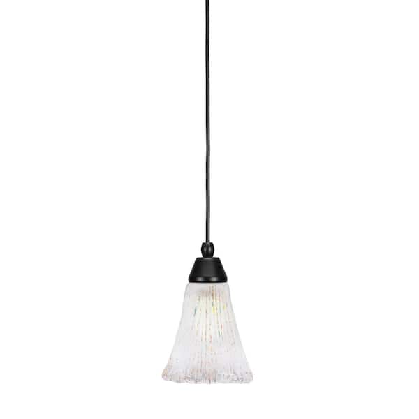 Bryson 100-Watt 1-Light Black Shaded Pendant Light Mini Pendant with 5.5" Frosted Glass Shade, No bulb included
