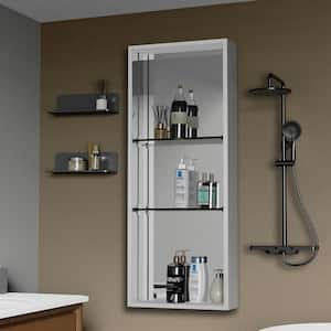 16 in. W x 40 in. H x 4.72 in. D Aluminum Alloy Shower Niche in Gray with mirror, 2 adjustable shelves and large Storage
