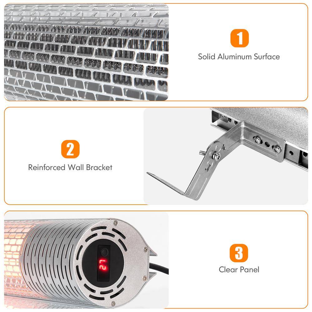 Silver Wall-Mounted Infrared Heater with Remote Control