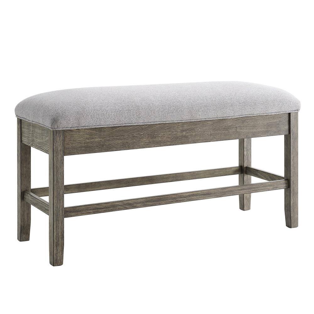 Gray Driftwood Storage Counter Bench with Ash Veneer