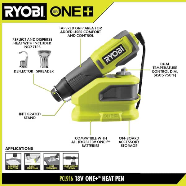RYOBI ONE+ 18V Cordless Heat Pen Kit with 2.0 Ah Battery and Charger  PCL916K1 The Home Depot
