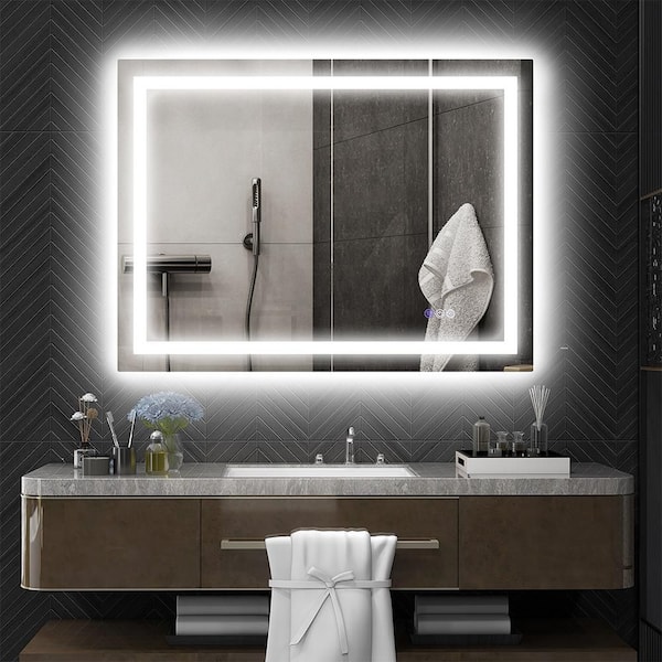 47.25 in. W x 35.5 in. H Rectangle Framless Mirror Wall Mirror Bathroom Vanity Mirror
