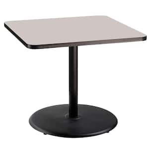 36 in. Square CT Series Gray Laminate Composite Wood Core Top, Black Steel Column Dining Table, 30 in. Height (Seats 4)