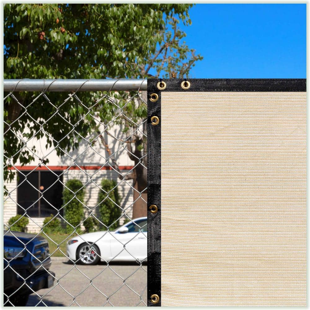 Beige 4' x 10' HDPE Privacy Fence Screen with Reinforced Grommets