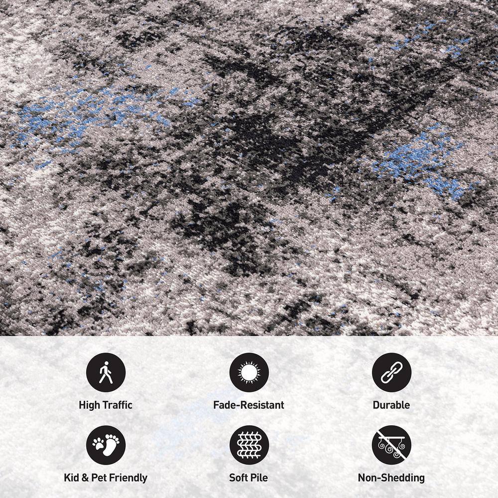 Adare Blue and Gray Abstract 5' x 7' Synthetic Area Rug
