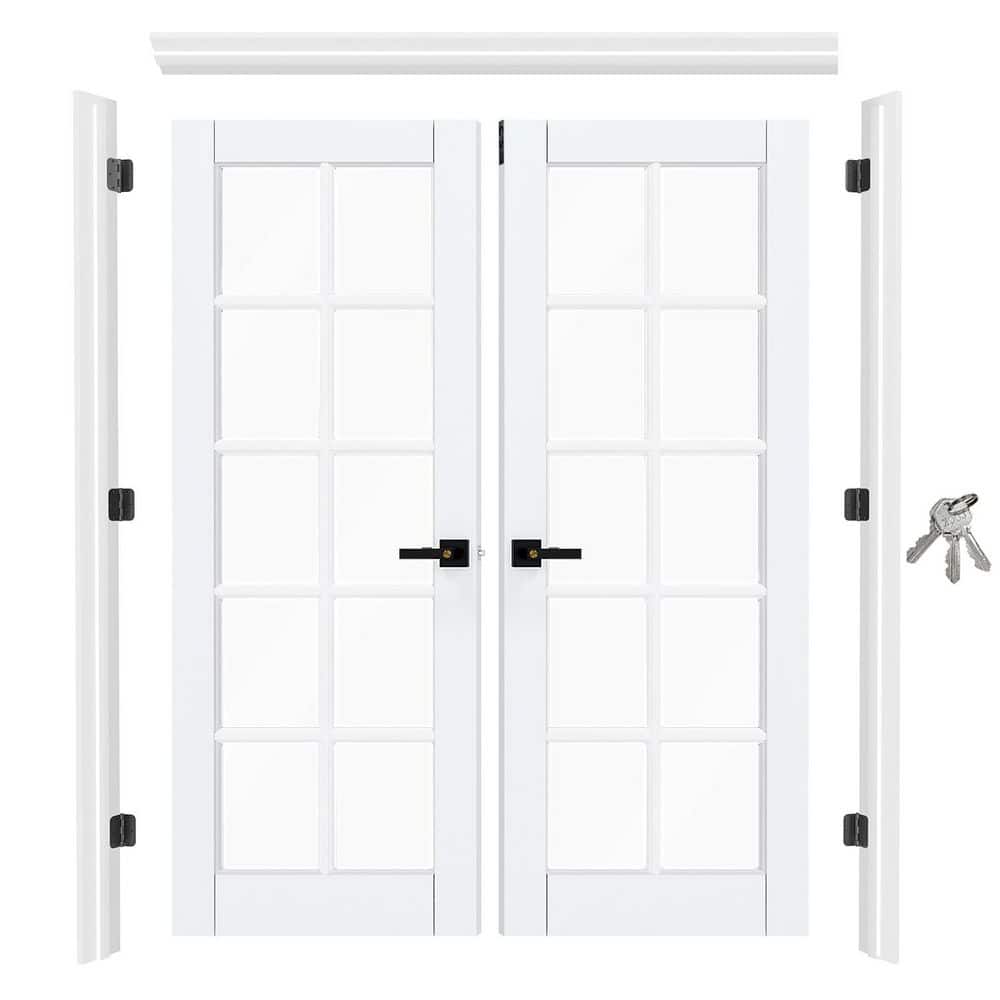 64 in. x 80 in. 10 Lite Tempered Clear Glass Primed Wood French Door w/ Jamb, Privacy Lever and Latch Assembly Required price history on PriceWatchPro