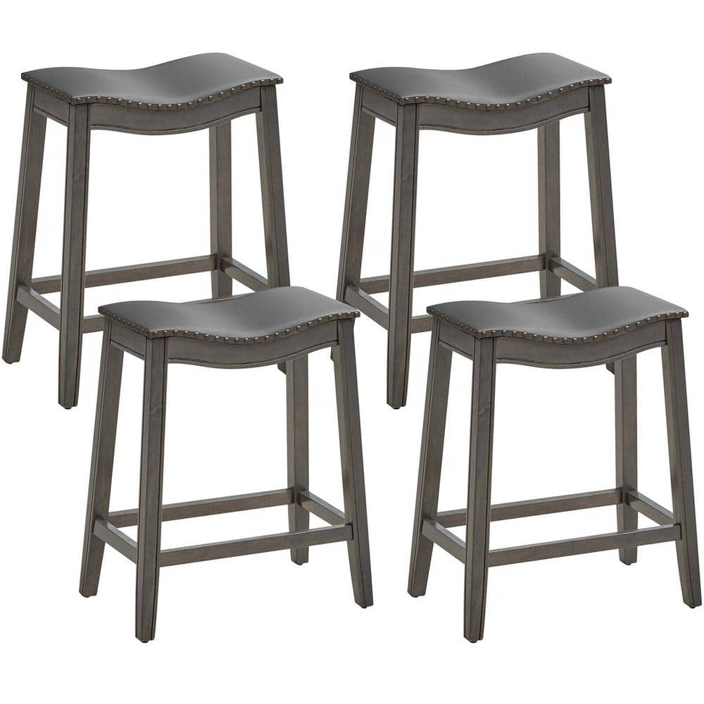 Gymax 23.5 in. Set of 4 Saddle Bar Stools Counter Height Kitchen