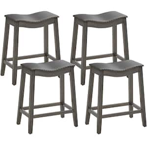 23.5 in. Set of 4 Saddle Bar Stools Counter Height Kitchen Chairs w/Rubber Wood Legs