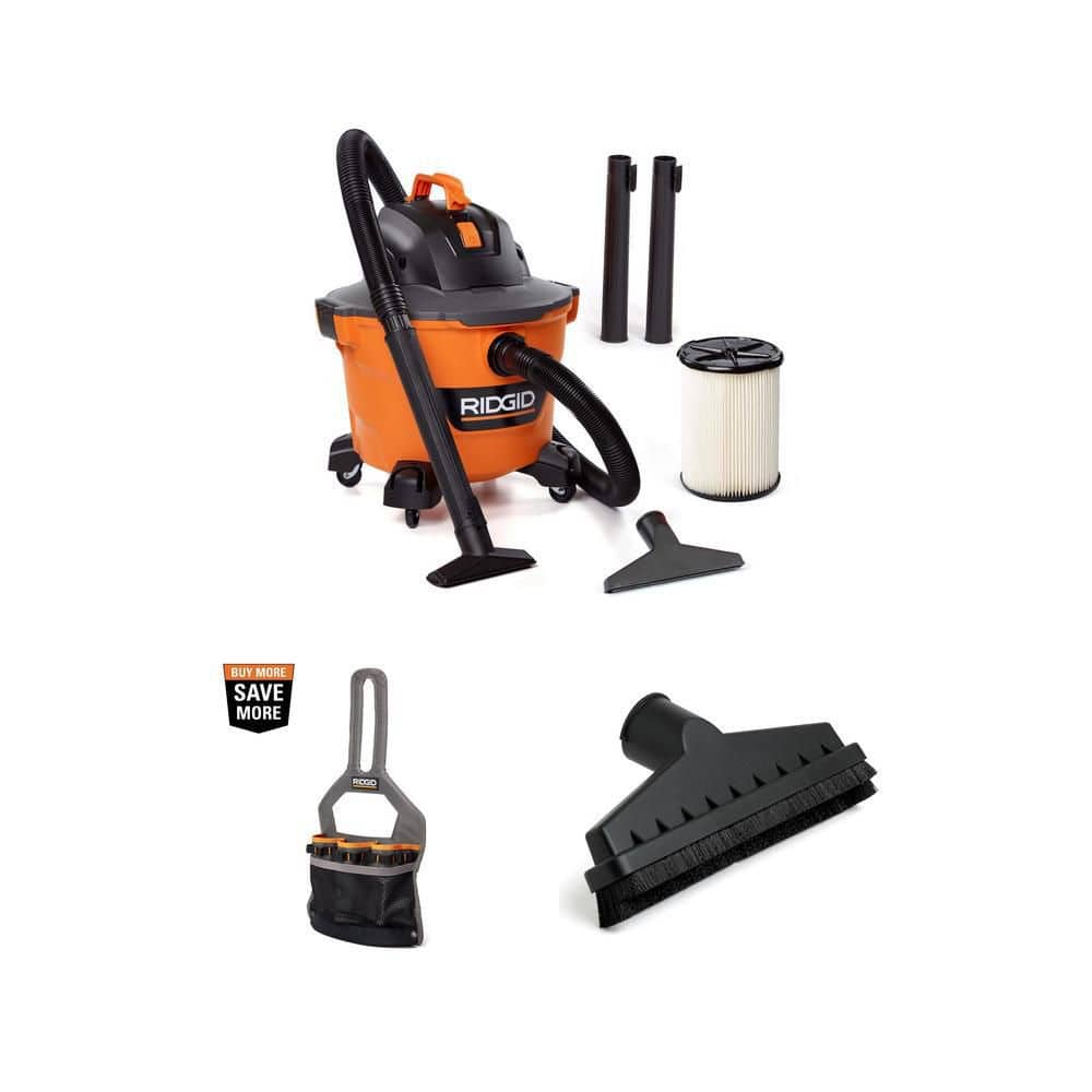 RIDGID 9 Gallon 4.25 Peak HP NXT Shop Vacuum with Filter, Locking Hose, Attachment Bag and 1-7/8 in. Floor Brush Combo - The Home Depot