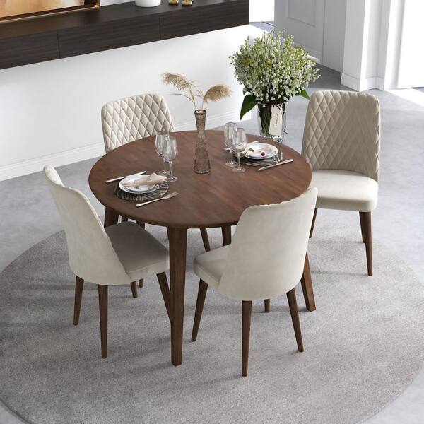 Round dining table online velvet chairs