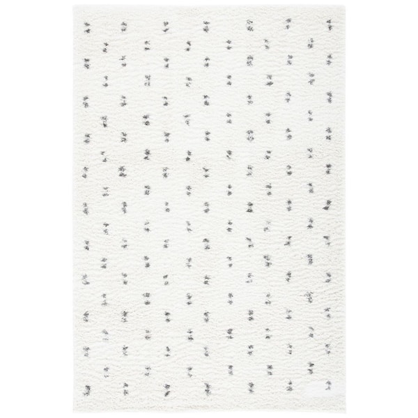 Berber Shag 6 ft. x 9 ft. Beige/Gray Linear Dotted Area Rug