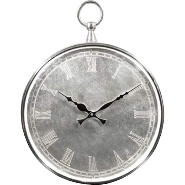 Renwil 14 in. H Round Classic Silver Wall Clock