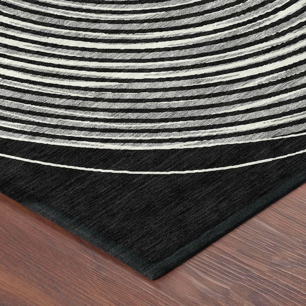 Chantille Machine Washable Indoor/Outdoor Abstract ACN2647 Black 9 ft. x 12 ft. Area Rug