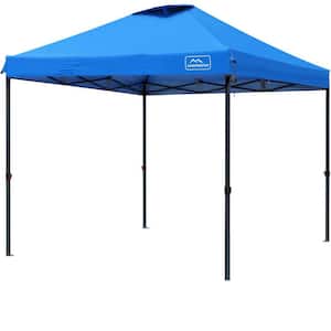 10 ft. x 10 ft. Light Blue Pop-Up Canopy with Adjustable Height, Wheeled Carrying Bag, 4 Ropes and 4 Stakes