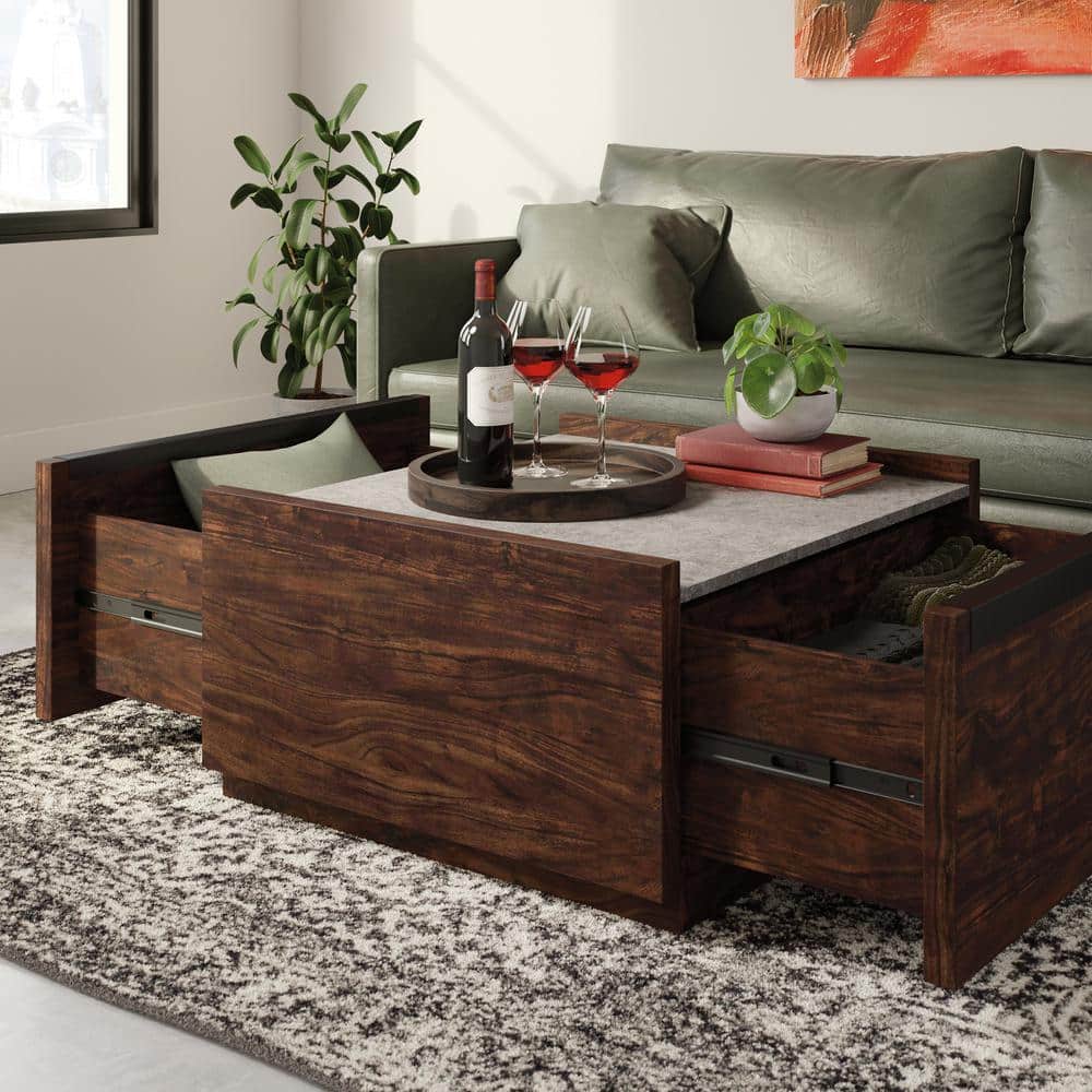 Manhattan Gate Square Rich Walnut Coffee Table with Storage