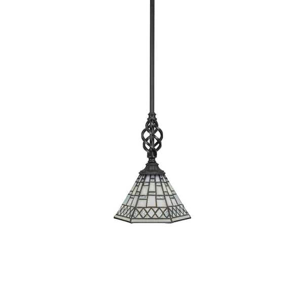 Unbranded Bridgewater 100 W 1-Light Matte Black Standard Mini Pendant Light with Glass Shade