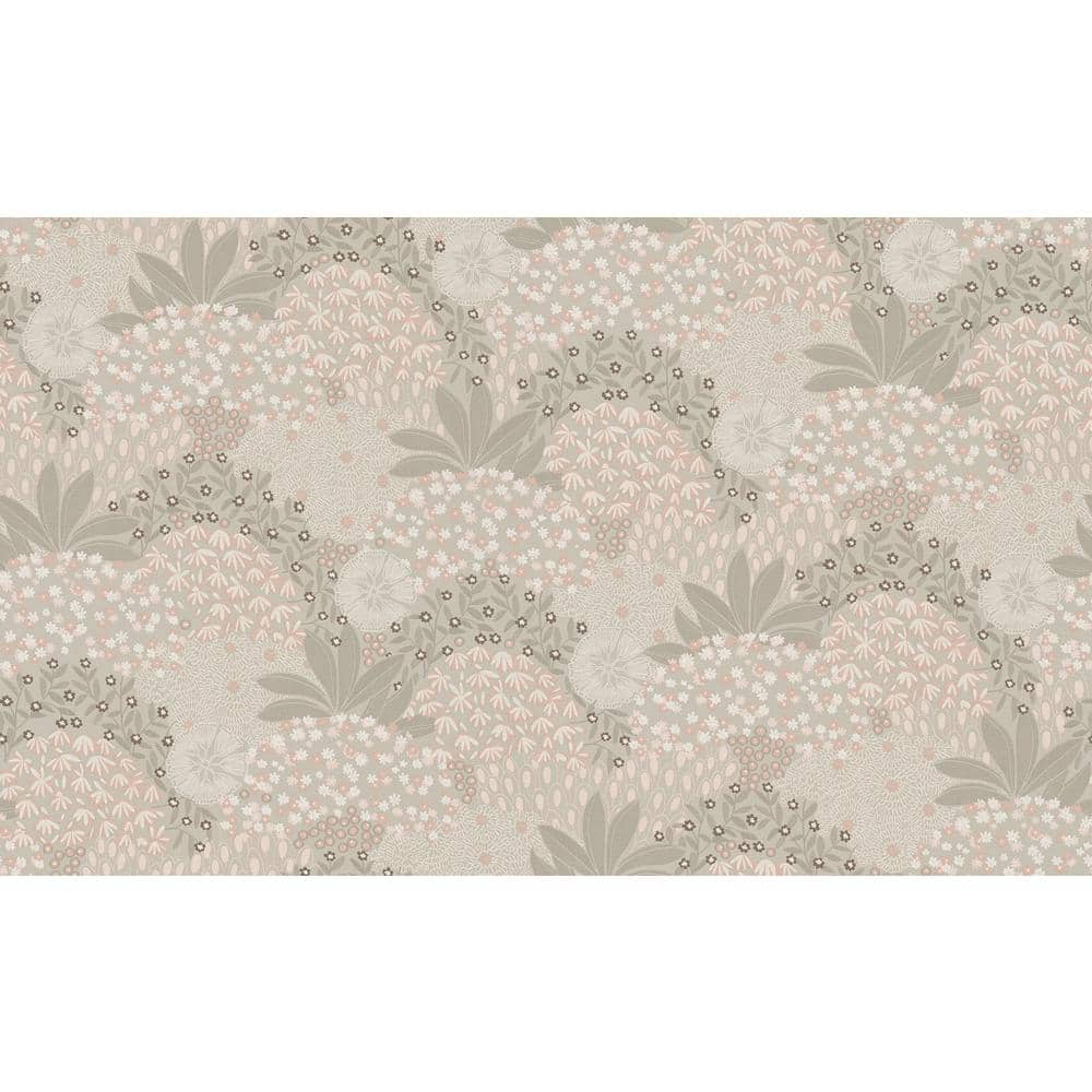 Fusion Collection Forest Bloom Motif Taupe/Pink Matte Finish Non-Pasted Vin
